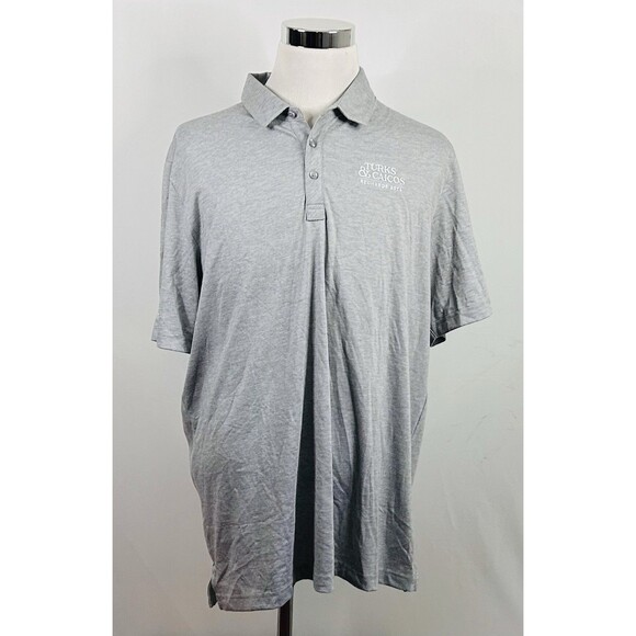 NWT Travis Mathew 2XL Sunnyvale Golf Polo Shirt Light Heather Gray Turks Caicos - Picture 2 of 6